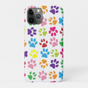 Cute Colourful Pet Paws Print Pattern iPhone 11 Pro Case