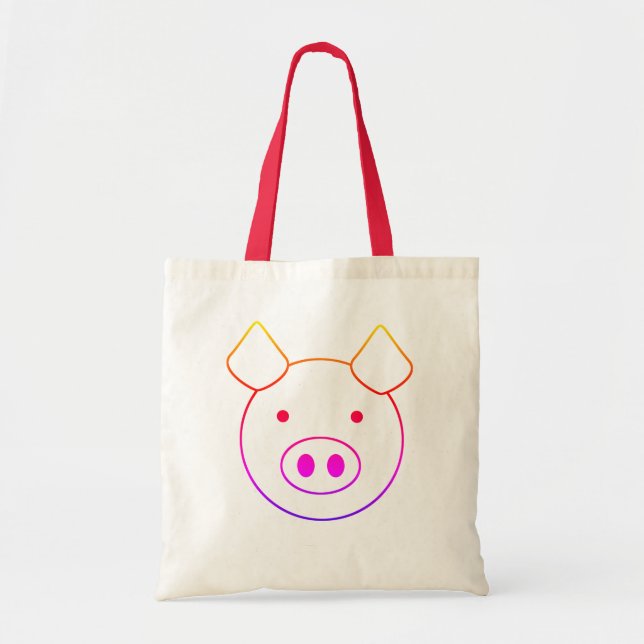 Cute colourful pig tote bag (Front)