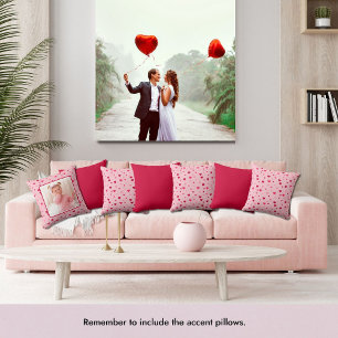 Cute Colourful Pink and Red Valentines Photo Throw Pillow