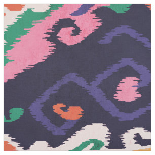Cute colourful pink navy blue ikat tribal patterns fabric