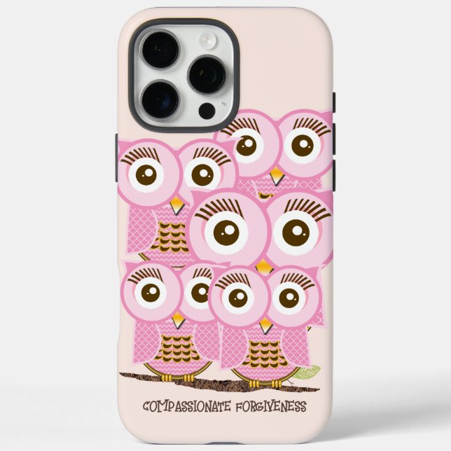 Cute Colourful Pink Owls Change Yellow to any Colo Case-Mate iPhone Case (Back)
