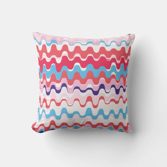 Cute colourful pink red abstract pattern monogram throw pillow (Front)