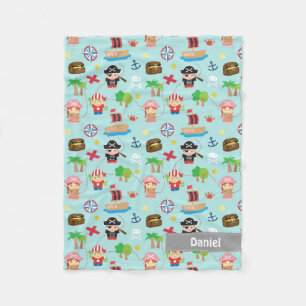 Cute Colourful Pirate Pattern Kids Room Decor Fleece Blanket