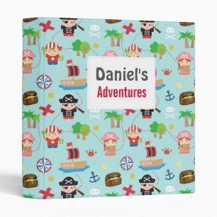 Cute Colourful Pirate Treasure Pattern For Kids Binder