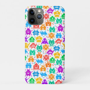 Cute colourful pixelated monsters patterns iPhone 11 pro case