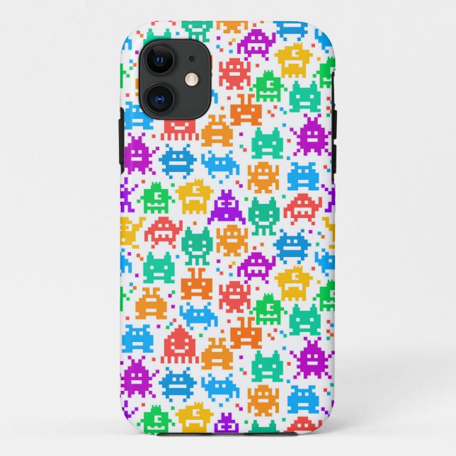 Cute colourful pixelated monsters patterns Case-Mate iPhone case (Back)