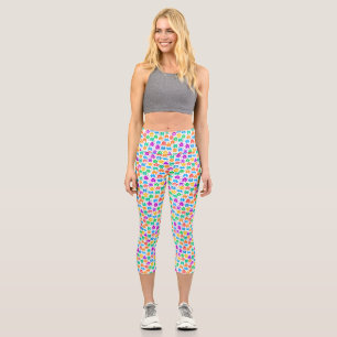 Cute colourful pixelated monsters patterns visor capri leggings