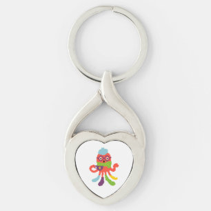 Cute colourful pixeled sick octapus keychain