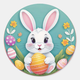 Cute Colourful Playful Easter Bunny Eggs Stickers