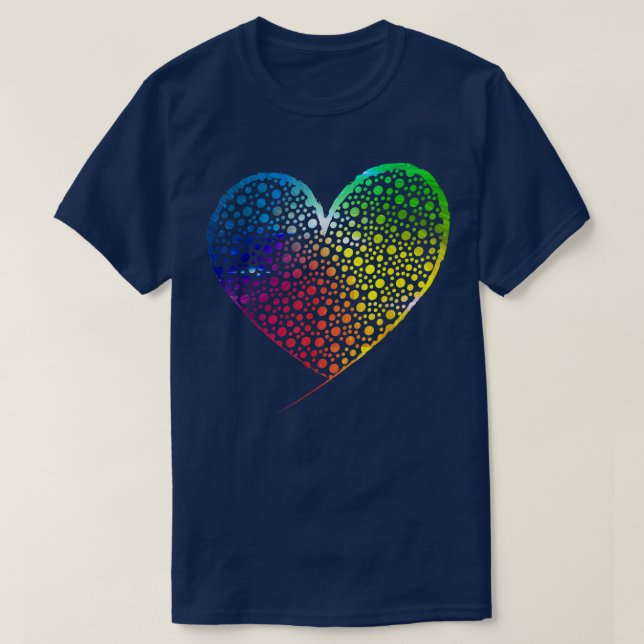 Cute Colourful Polka Dot Heart International Dot D T-Shirt (Design Front)