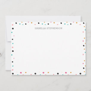 Cute Colourful Polka Dot Pattern Personalized Name Thank You Card