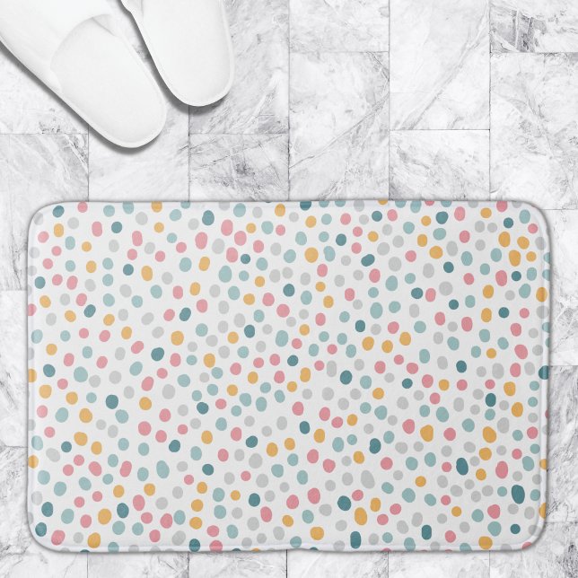 Cute Colourful Polka Dot Spot Pattern Bath Mat (Creator Uploaded)