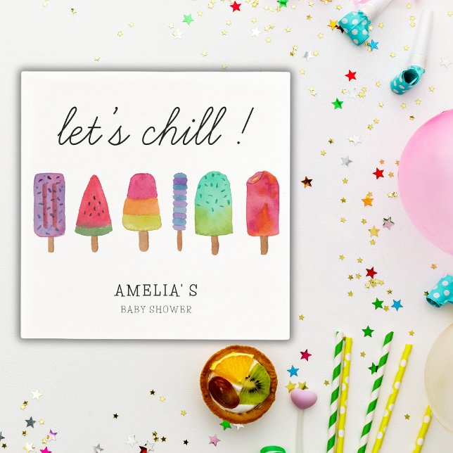 Cute Colourful Popsicle Baby Shower Party  Napkin (Creator Uploaded)