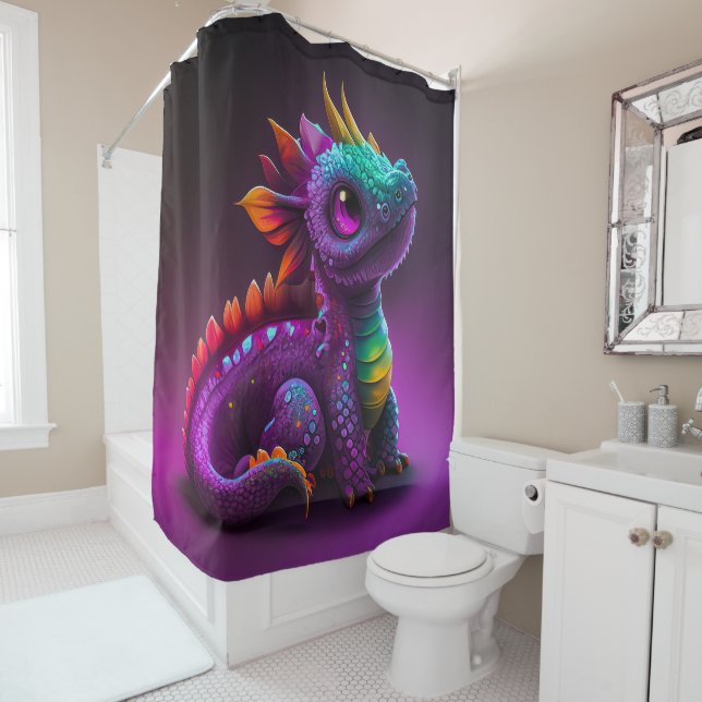 Cute Colourful Purple Dragon Lizard Artwork | (In Situ)