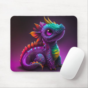 Cute Colourful Purple Dragon Lizard Artwork   Mouse Pad