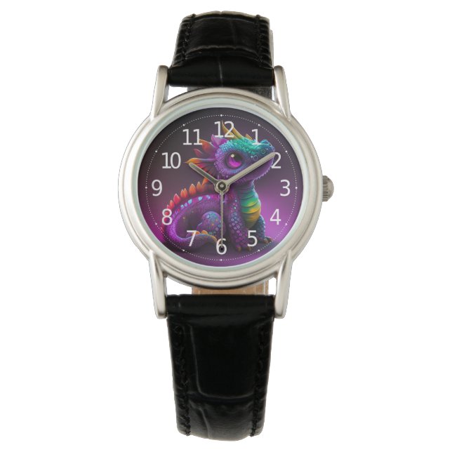 Cute Colourful Purple Dragon Lizard Artwork | Watch (Front)