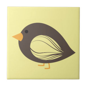 Cute colourful quirky birds ceramic tile