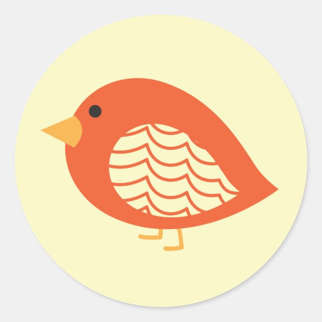 Cute colourful quirky birds classic round sticker (Front)