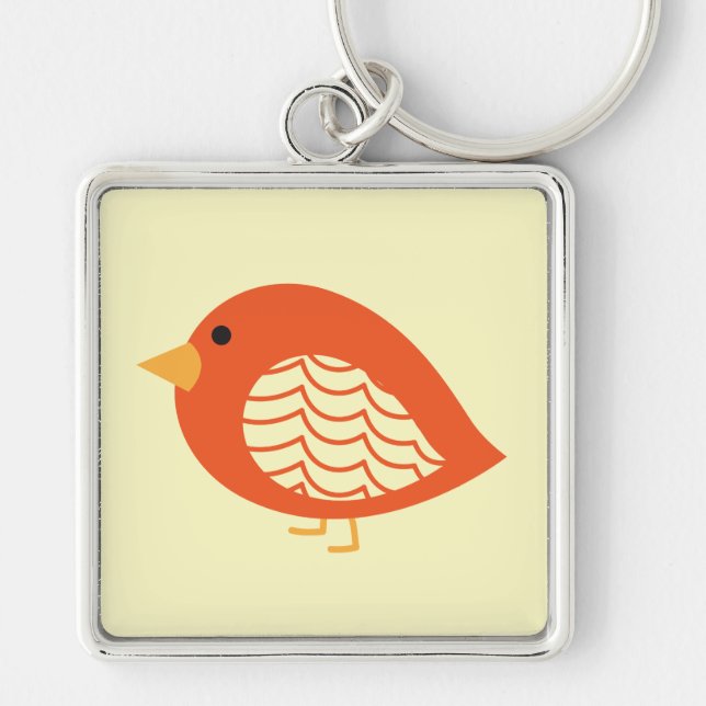 Cute colourful quirky birds keychain (Front)
