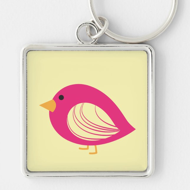 Cute colourful quirky birds keychain (Front)