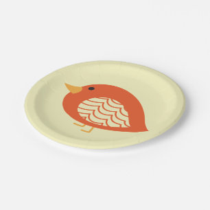 Cute colourful quirky birds paper plate