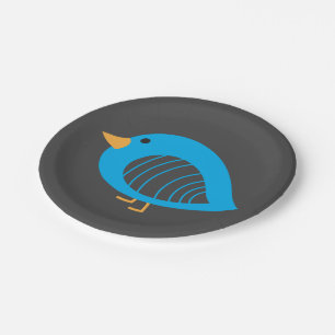 Cute colourful quirky birds paper plate