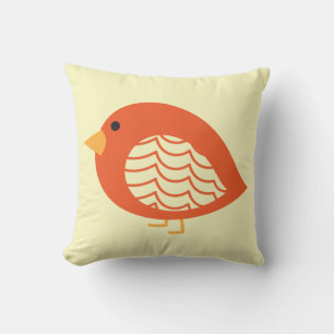 Cute colourful quirky birds throw pillow