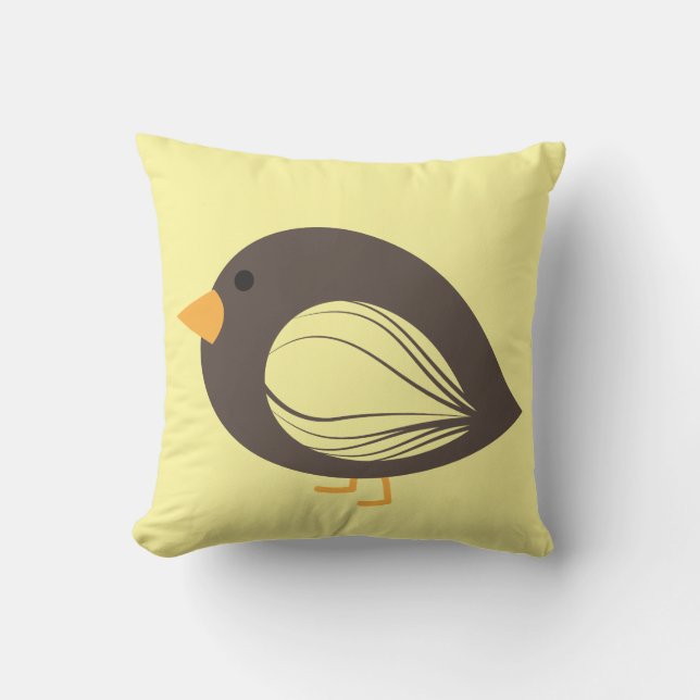 Cute colourful quirky birds throw pillow (Front)