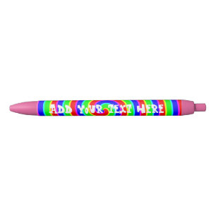 Cute Colourful Rainbow Add Your Text Black Ink Pen