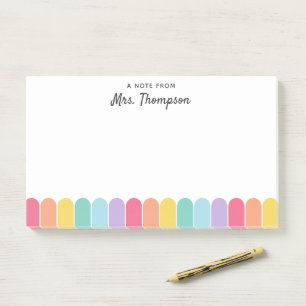Cute Colourful Rainbow Arch Personalized Teacher Post-it Notes