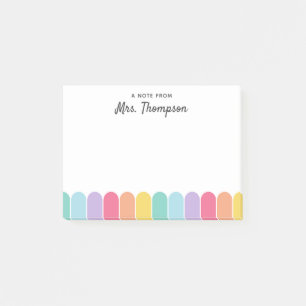 Cute Colourful Rainbow Arch Personalized Teacher Post-it Notes