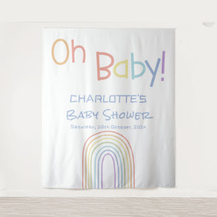 Cute Colourful Rainbow Baby Shower Backdrop Tapestry