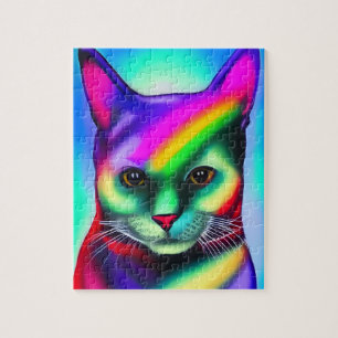 Cute Colourful Rainbow Cat Jigsaw Puzzle