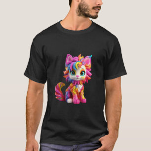 Cute Colourful Rainbow Cat Kawaii Kitten Feline Ar T-Shirt