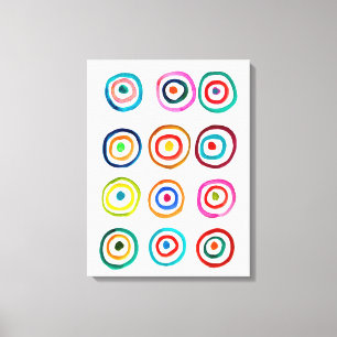 Cute colourful rainbow circles whimsical canvas print