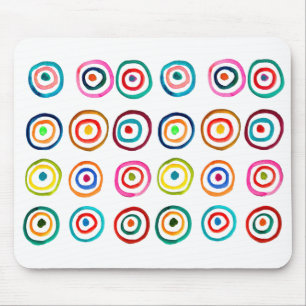 Cute colourful rainbow circles whimsical mouse pad