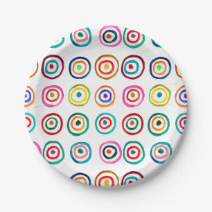 Cute colourful rainbow circles whimsical paper plate