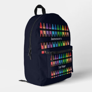 Cute Colourful Rainbow Crayon Personalized Printed Backpack