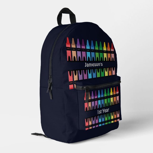 Cute Colourful Rainbow Crayon Personalized Printed Backpack (Back Corner Left)