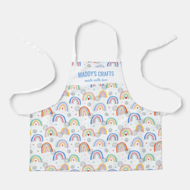 Cute Colourful Rainbow Custom Name Text Apron (Front)