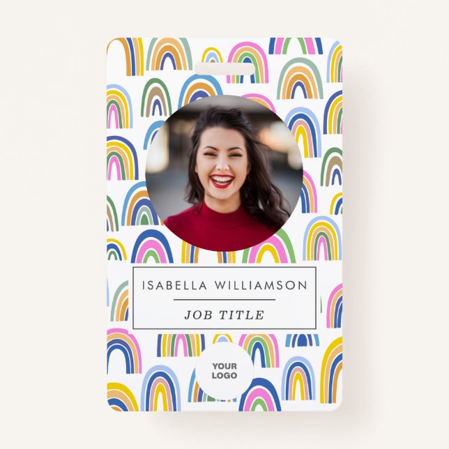 Cute Colourful Rainbow Employee Photo ID  Badge (Front)