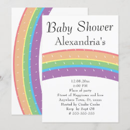 Cute Colourful Rainbow Gender Neutral Baby Invitation