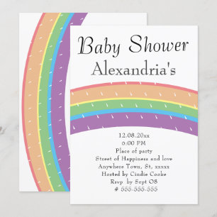 Cute Colourful Rainbow Gender Neutral Baby Invitation