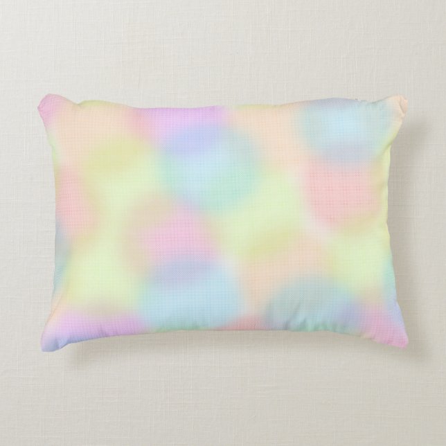 Cute Colourful Rainbow Geometric Circle Pattern Accent Pillow (Front)