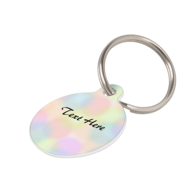 Cute Colourful Rainbow Geometric Circle Pattern Pet Tag (Side)