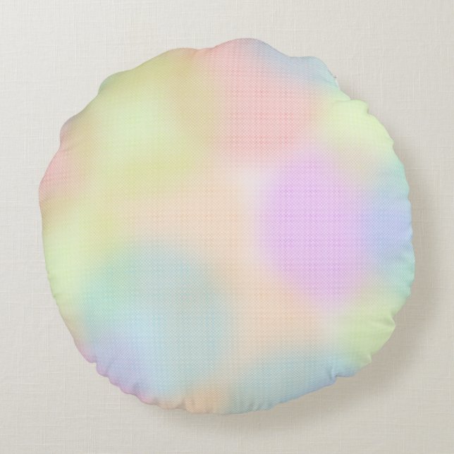 Cute Colourful Rainbow Geometric Circle Pattern Round Pillow (Back)