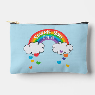 Cute Colourful Rainbow Hearts Sounds Gay I'm In Accessory Pouch