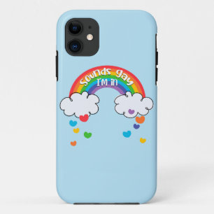 Cute Colourful Rainbow Hearts Sounds Gay I'm In iPhone 11 Case