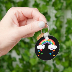 Cute Colourful Rainbow Hearts Sounds Gay I'm In Keychain