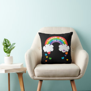 Cute Colourful Rainbow Hearts Sounds Gay I'm In Throw Pillow